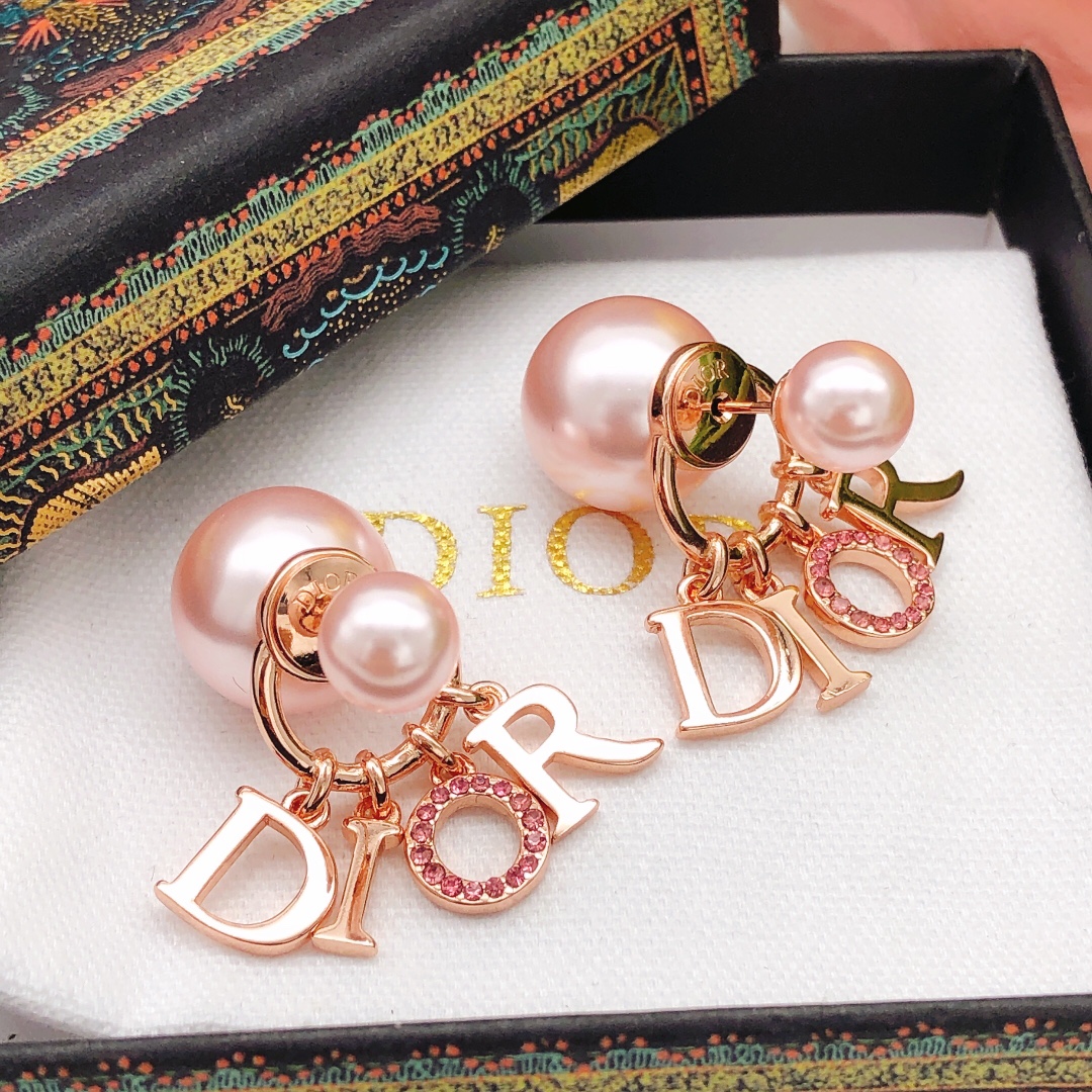 编号DED0346 【dio*最新款🆕🆕大小珍珠玫瑰金色彩钻】一致专柜🆕黄铜材质