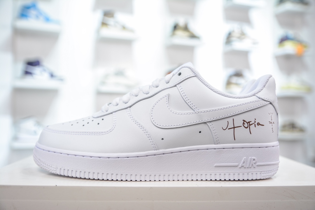 新G版私人订单纯原 Travis Scott x NK Air Force 1 Low Utopia TS联名空军一号纯白低帮经典板鞋 CW2288-111