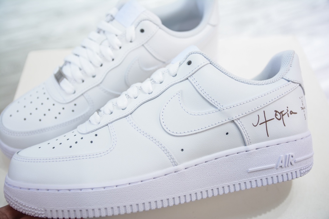 新G版私人订单纯原 Travis Scott x NK Air Force 1 Low Utopia TS联名空军一号纯白低帮经典板鞋 CW2288-111