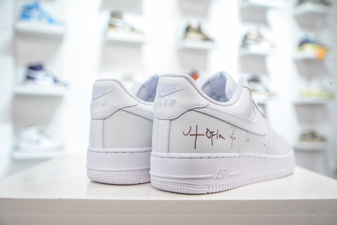 新G版私人订单纯原 Travis Scott x NK Air Force 1 Low Utopia TS联名空军一号纯白低帮经典板鞋 CW2288-111