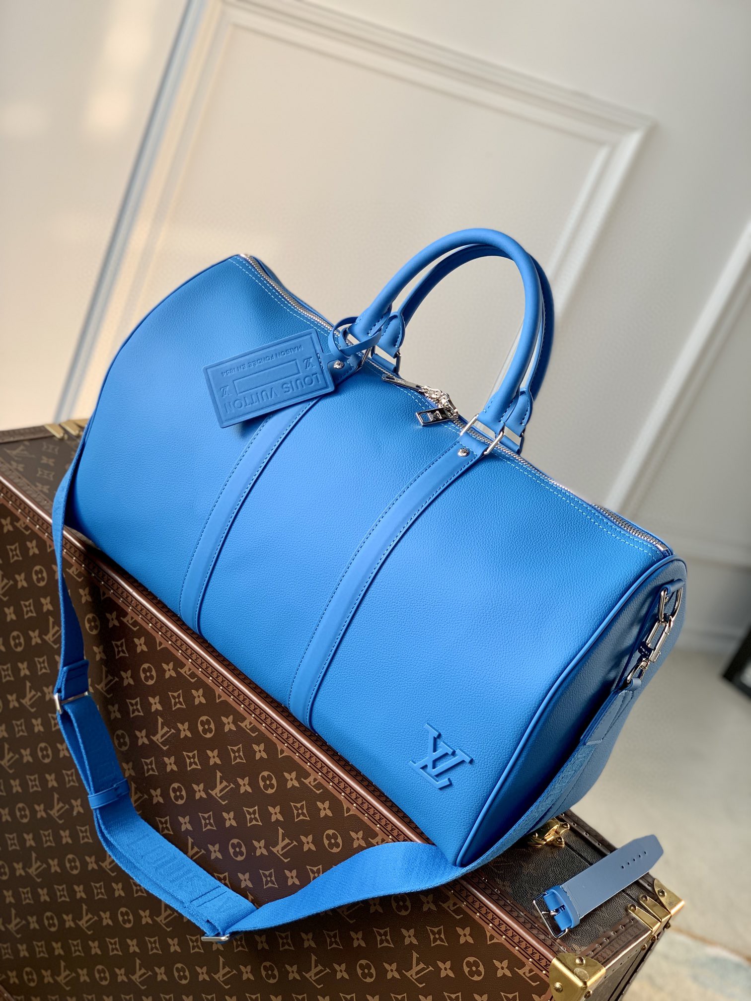 Louis Vuitton LV Keepall Tassen Reis Tas Koop goedkoop
 Zwart Blauw M22609