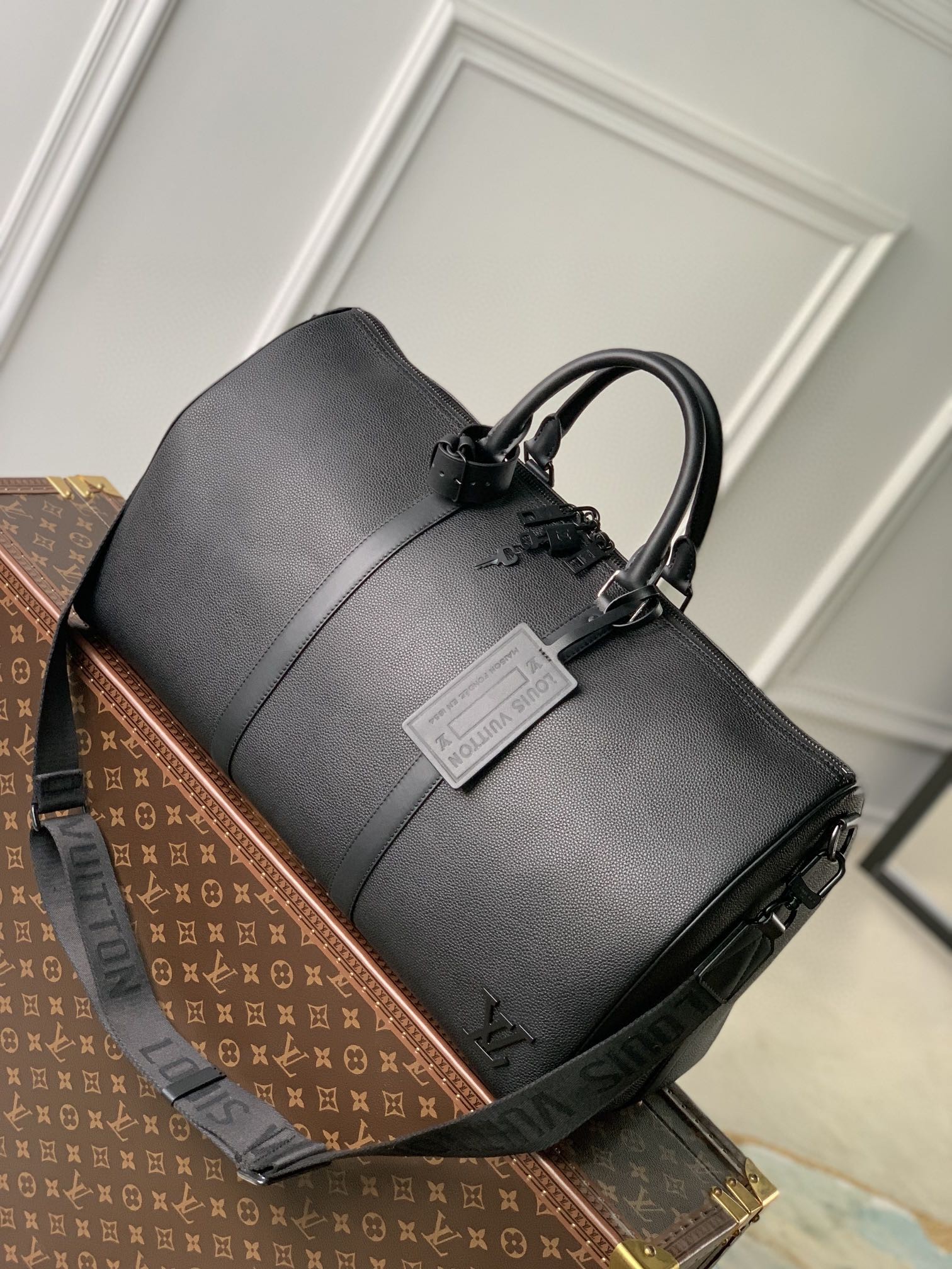 Louis Vuitton LV Keepall Tassen Reis Tas Zwart Koeienhuid M21420