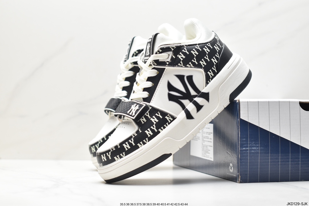 2022ss spring college wear hot style Korea limited edition, co-branded with NY American Football Yankees MLB Chunky Liner New York Yankees senior shoes jogging shoes ”leather white and black NY print” 3ASXLM13N (GP002C)