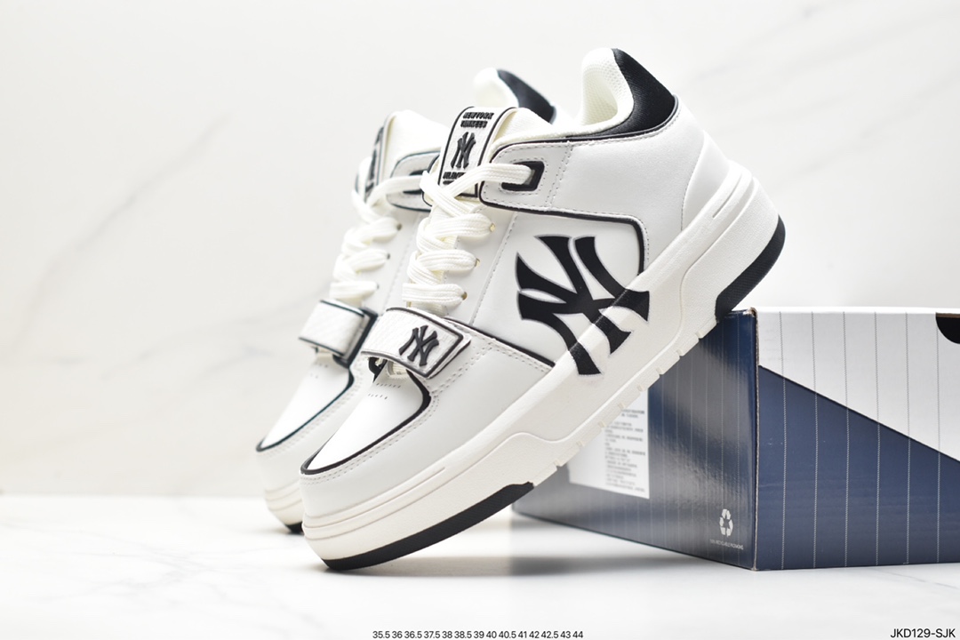 2022ss spring college wear hot style Korea limited edition, co-branded with NY American Football Yankees MLB Chunky Liner New York Yankees senior shoes jogging shoes ”leather white and black NY print” 3ASXLM13N (GP002C)