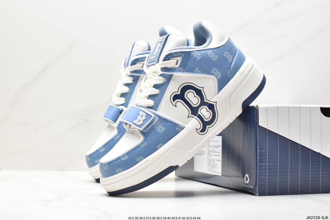 2022ss spring college wear hot style Korea limited edition, co-branded with NY American Football Yankees MLB Chunky Liner New York Yankees senior shoes jogging shoes ”leather white and black NY print” 3ASXLM13N (GP002C)