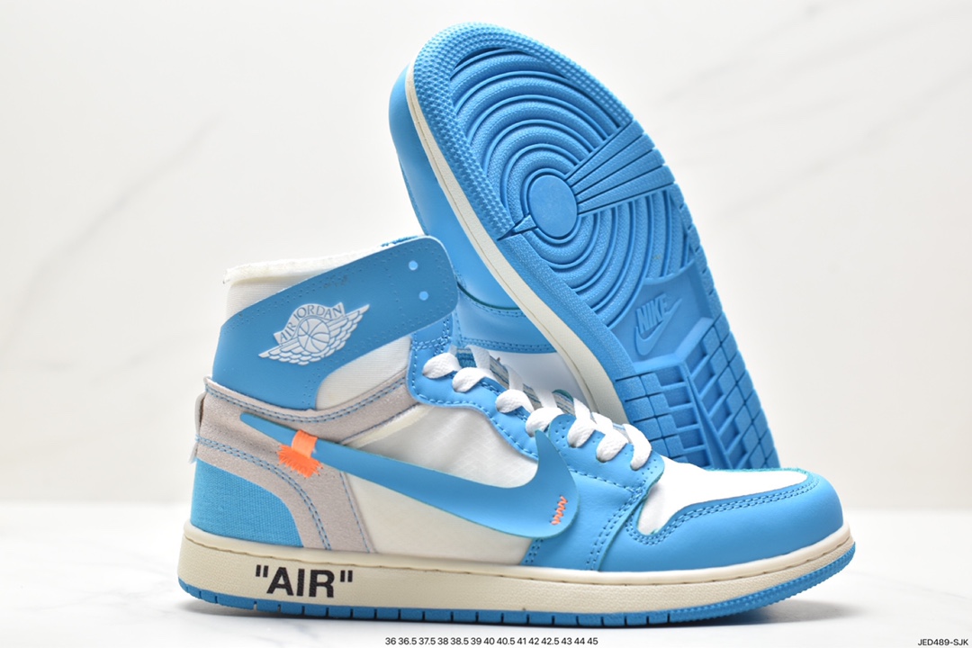 Jordan Air Jordan 1 Retro High OG ”UNC” AJ1 classic retro high-top basketball shoes ”OW North Carolina blue, white, black and orange” AQ0818-148