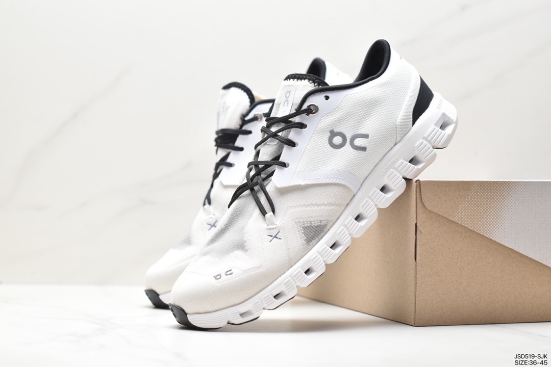 ON Running Cloud X Shift Low Cloud X series low-top lightweight, comfortable and multifunctional casual sports shoes ”Geometric Mesh White and Black”