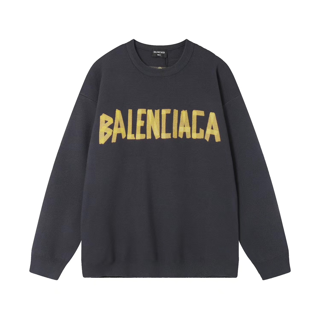 Balenciaga Clothing Sweatshirts Yellow Unisex Cotton Knitting Mercerized