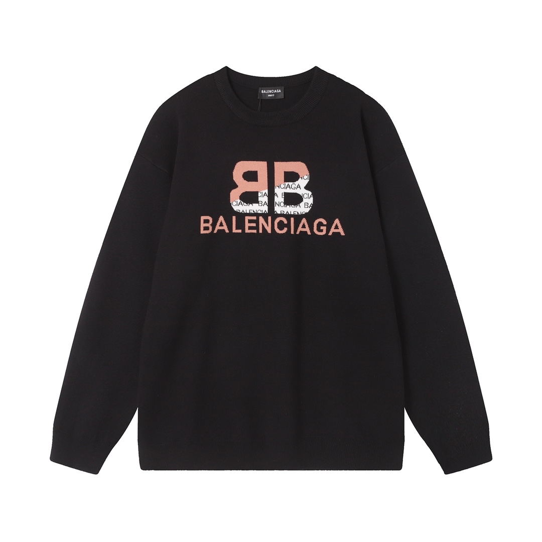 Online Sale
 Balenciaga Clothing Sweatshirts Black Unisex Cotton Knitting Mercerized Long Sleeve