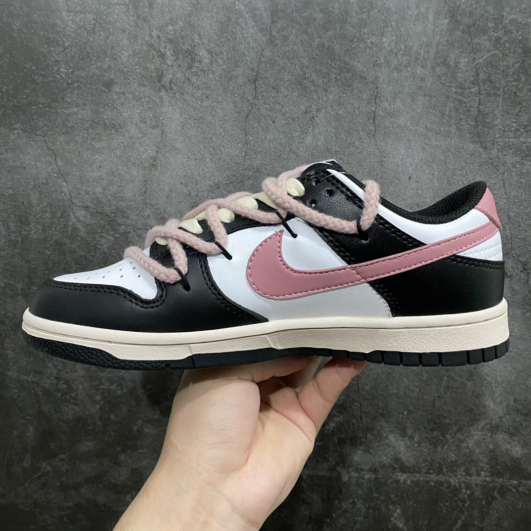 [K13 original box version] NK Dunk Low SB low-top hemp rope deconstruction rose heart black powder cloth patch CW1590-100