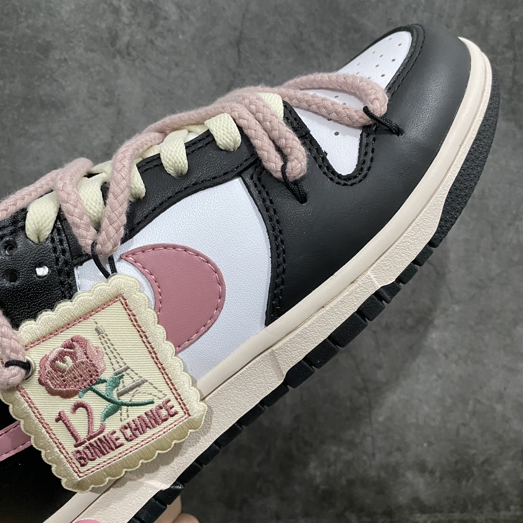 [K13 original box version] NK Dunk Low SB low-top hemp rope deconstruction rose heart black powder cloth patch CW1590-100