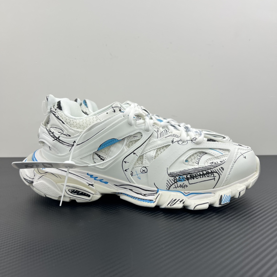 Balenciaga Track graffiti blanco y azul Talla 35 36 37 38 39 40 41 42 43 44 45 46