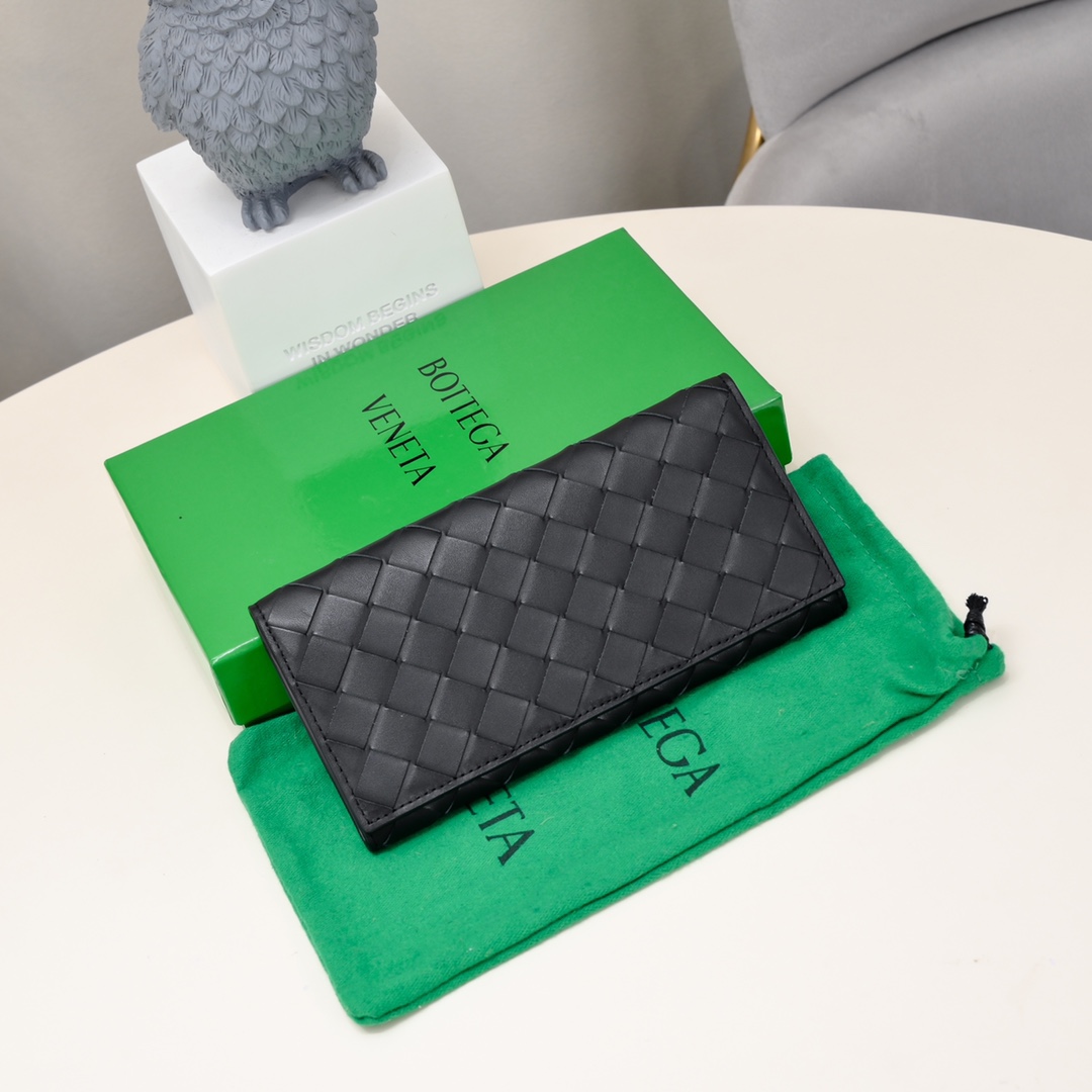 Bottega Veneta 长款钱包 编织 胎牛皮 按扣 多卡位