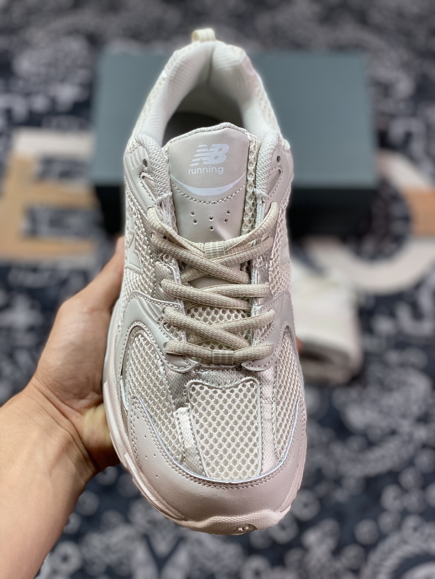 New Balance MR530 series retro dad style mesh running casual sports shoes ”Milk Tea Bone White Gray Silver” MR530AA1