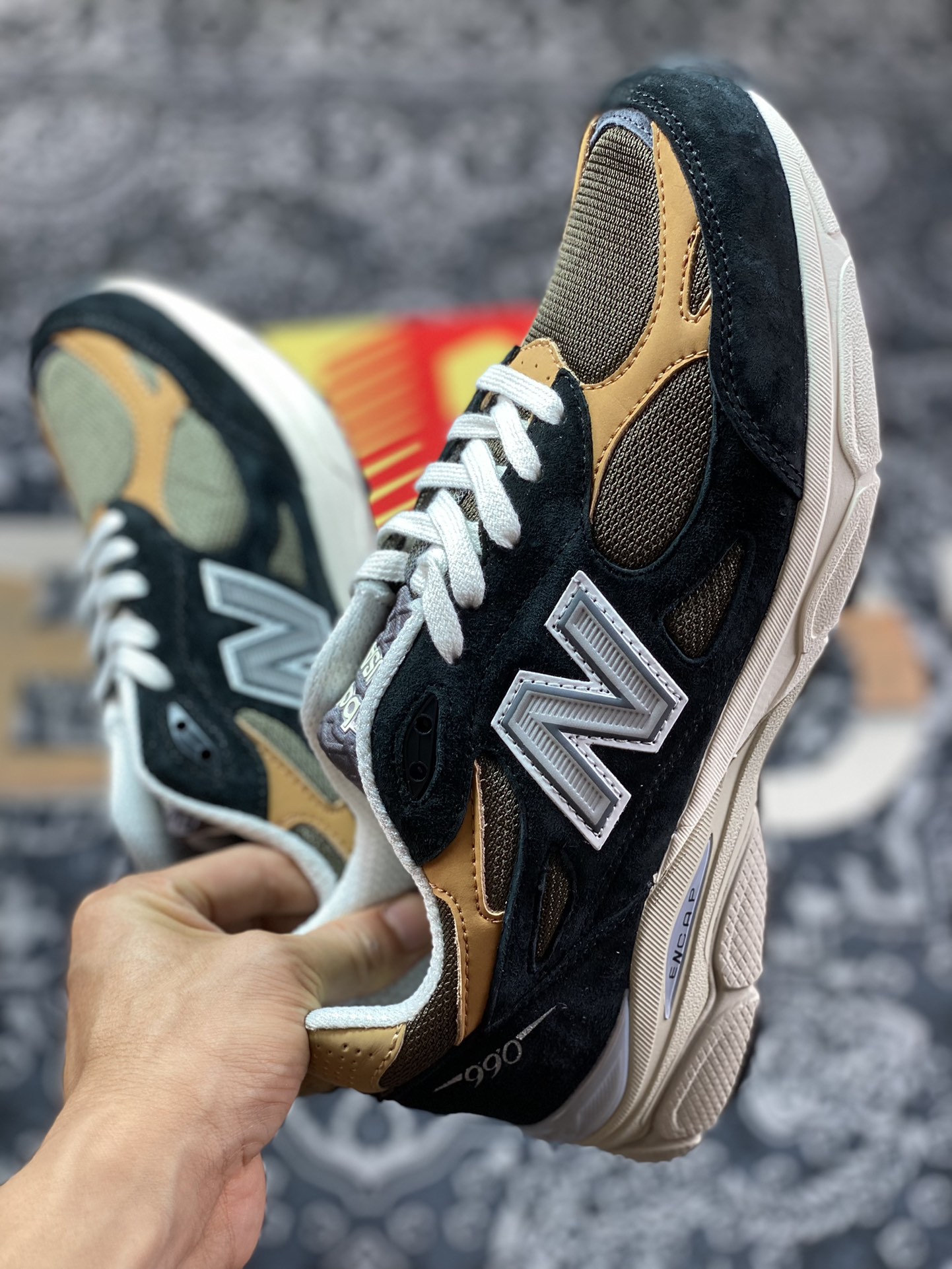 New Balance Made in USA M990V3 ”Black Tan” three-generation series low-top running shoes ”Suede Black Yellow Earth” M990BB3