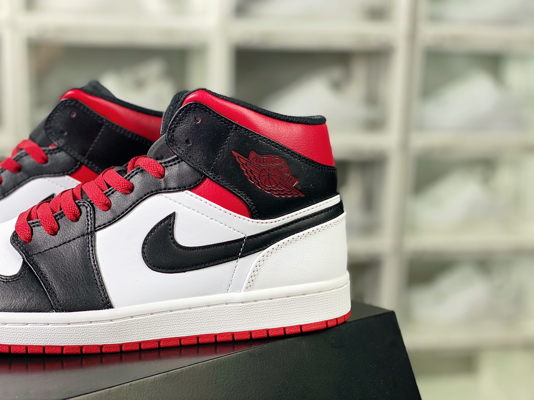 Air Jordan 1 Mid ”Team Red” AJ1 Jordan first generation mid-top classic retro culture casual sports basketball shoes ”white black red” DQ8426-106