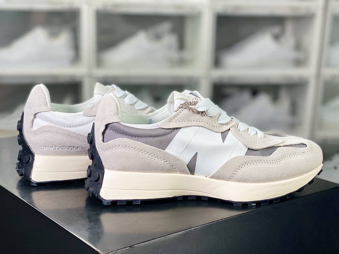 New Balance MS327 series low-top retro casual sports jogging shoes ”Deconstruction of light gray and white stitching” U327WED