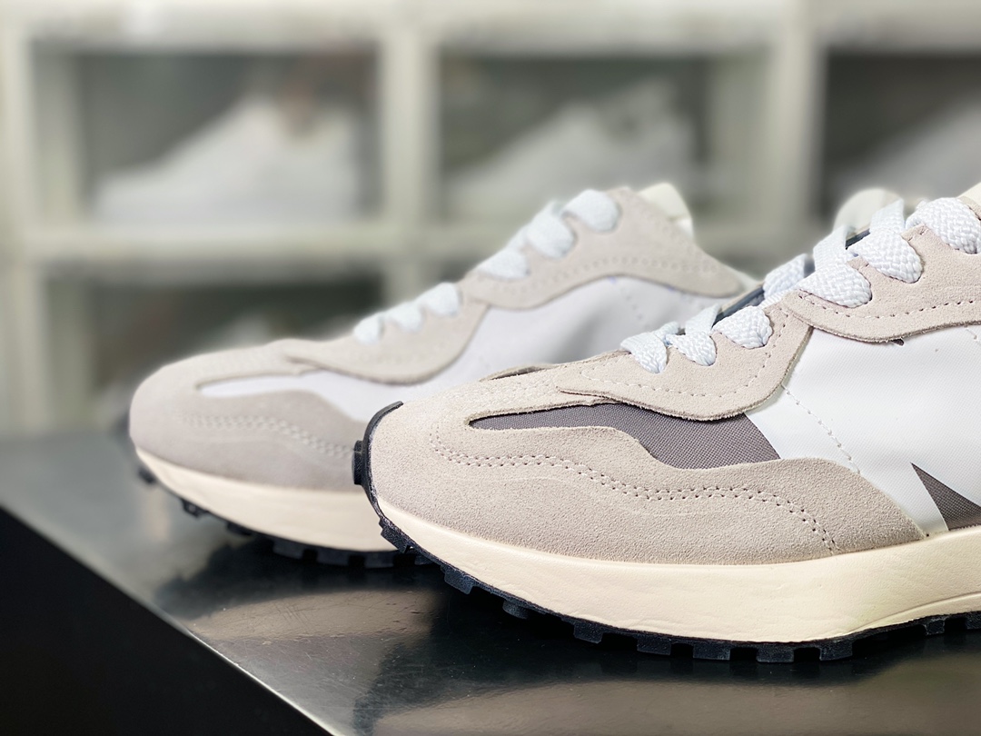 New Balance MS327 series low-top retro casual sports jogging shoes ”Deconstruction of light gray and white stitching” U327WED