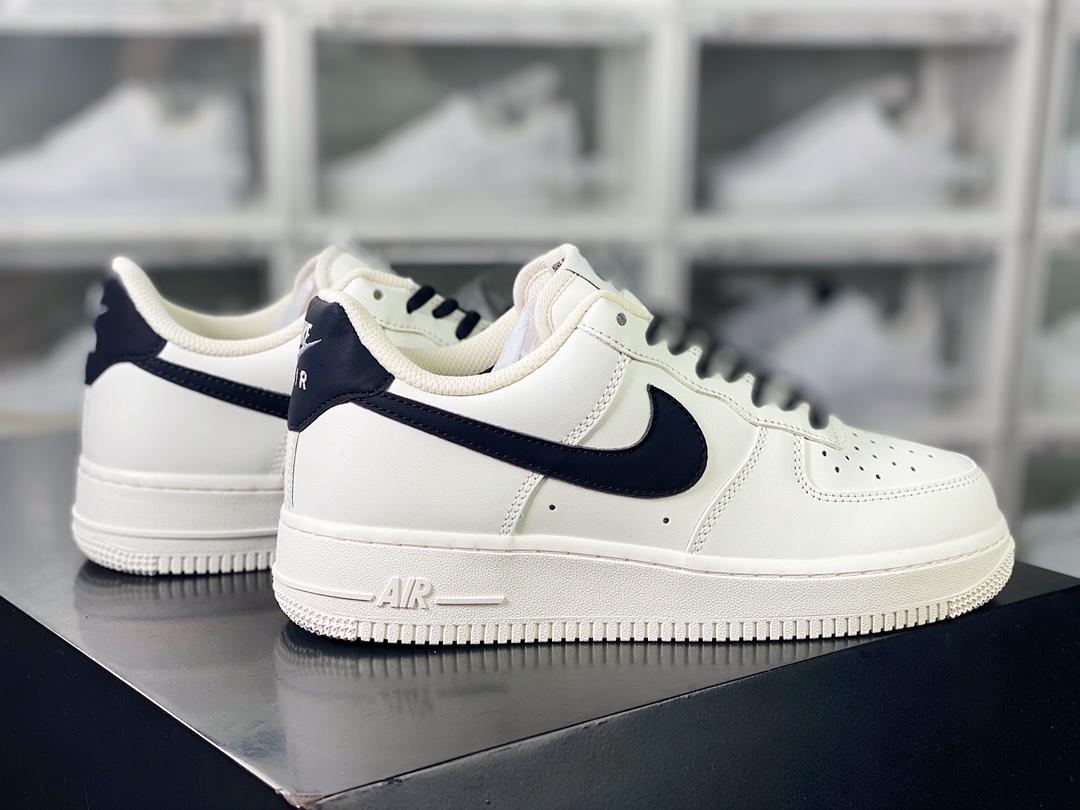 Air Force 1'07 Low”Beige White/Black” Air Force 1 classic low-top sneakers ”Leather Beige Black” CQ5059-221