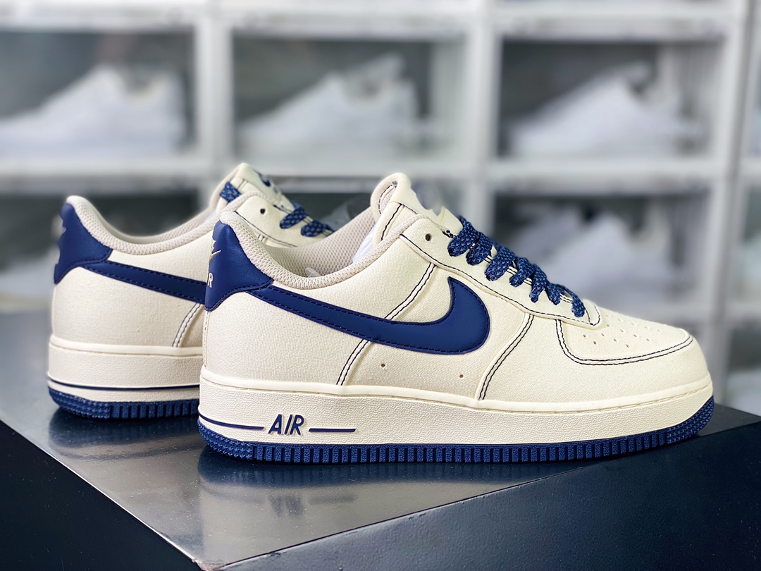 Air Force 1'07 Low QS”Sail/Navy/Reflection 3M” Air Force One Sneakers ”Canvas Off-White Navy Blue Reflective Stars” TQ1456-299