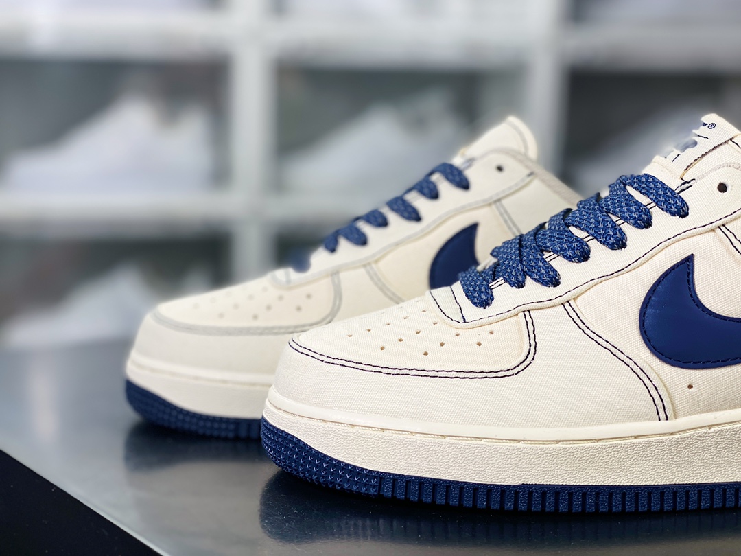 Air Force 1'07 Low QS”Sail/Navy/Reflection 3M” Air Force One Sneakers ”Canvas Off-White Navy Blue Reflective Stars” TQ1456-299