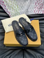 UK Sale
 Louis Vuitton Shoes Half Slippers High Quality
 Men Cowhide Genuine Leather