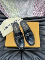 Louis Vuitton Shoes Half Slippers Men Cowhide Genuine Leather