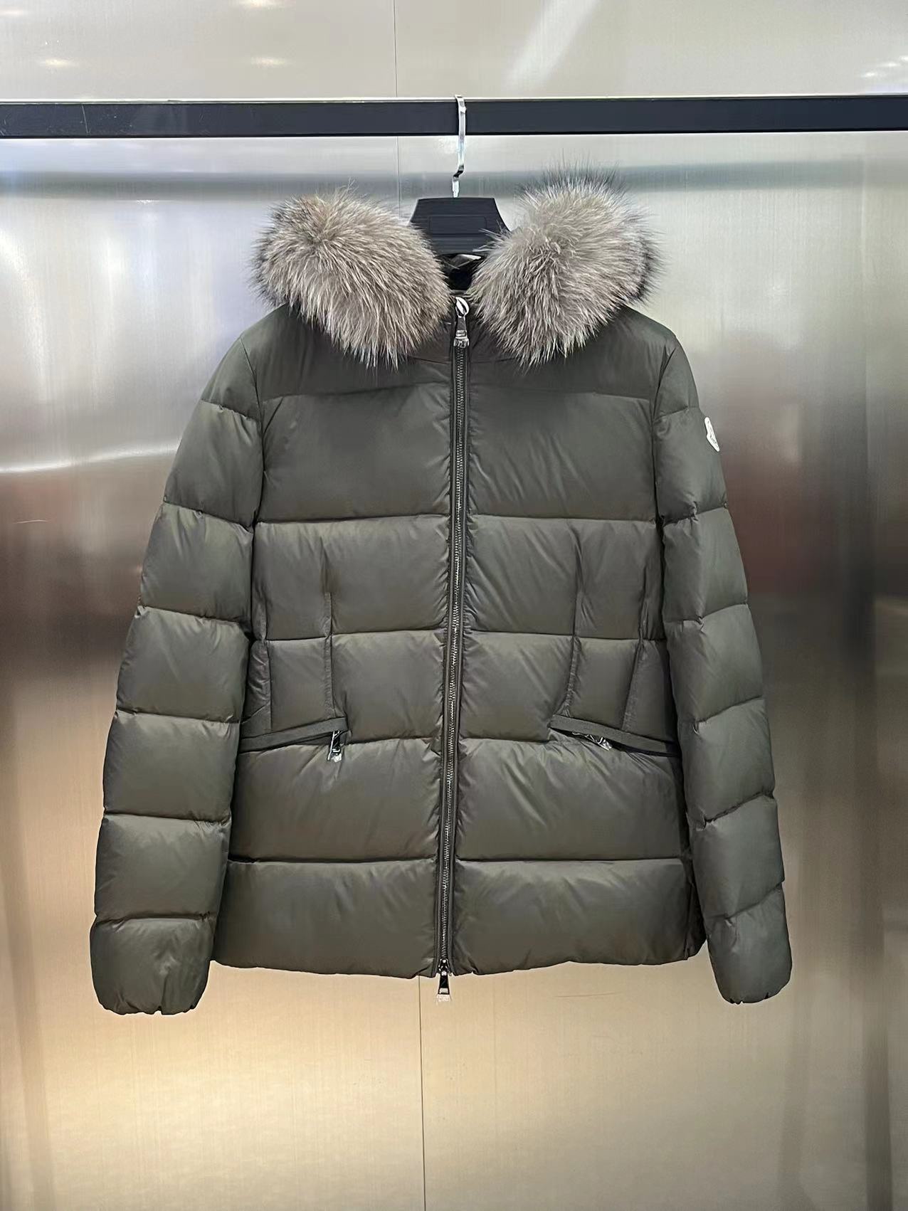 Moncler Ropa Chaqueta de plumón Negro Verde Blanco Plumón de pato blanco