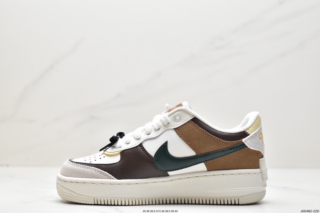 Nike WMNS Air Force 1 Shadow Macaron Military Air Force 1 Light Incremental High and Low Top Sneakers FB1857-111