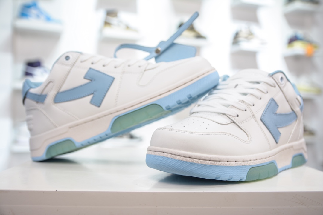 OFF-WHITE Out of Office This white and blue Out Of Office sneaker gives the answer