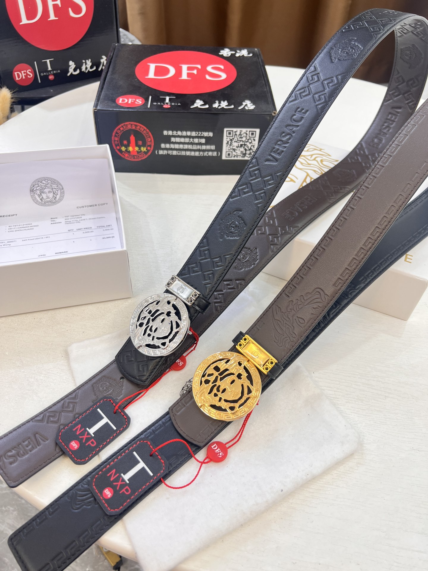 范思哲皮带 新款 原厂美人头压花头层牛皮 潮牌时尚款 皮手感柔软 双面使用 美人精钢五金 宽度3.8cm