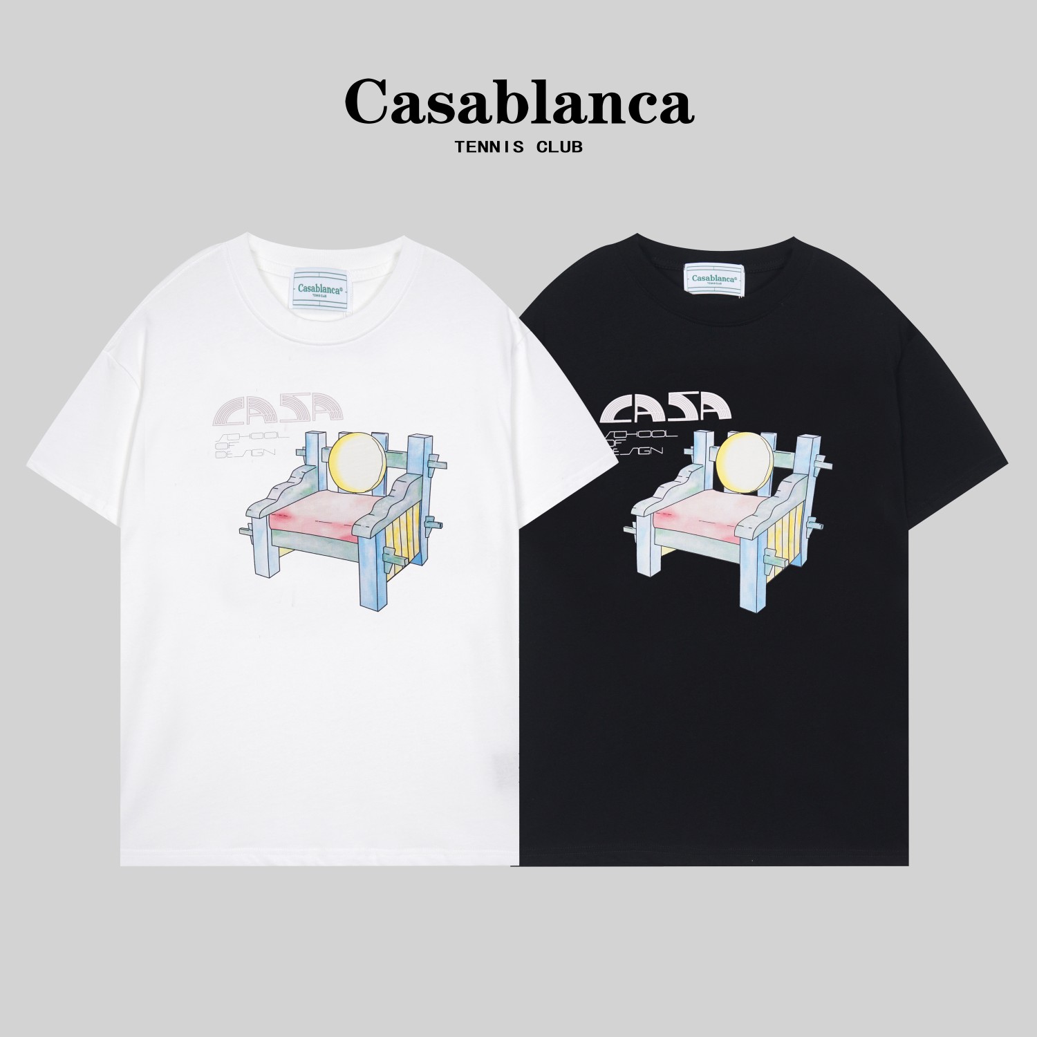 G1055 Algodón puro de doble hilo de alta calidad # Casablanca*Nueva camiseta de Casablanca 2023 verano, con 2…