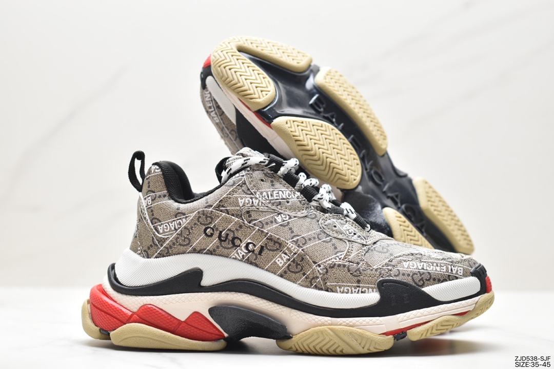 Balenciaga Triple S Clear Sole Sneaker”Black/White/Red” Fashion Sneakers 524039 W2FW1 4800