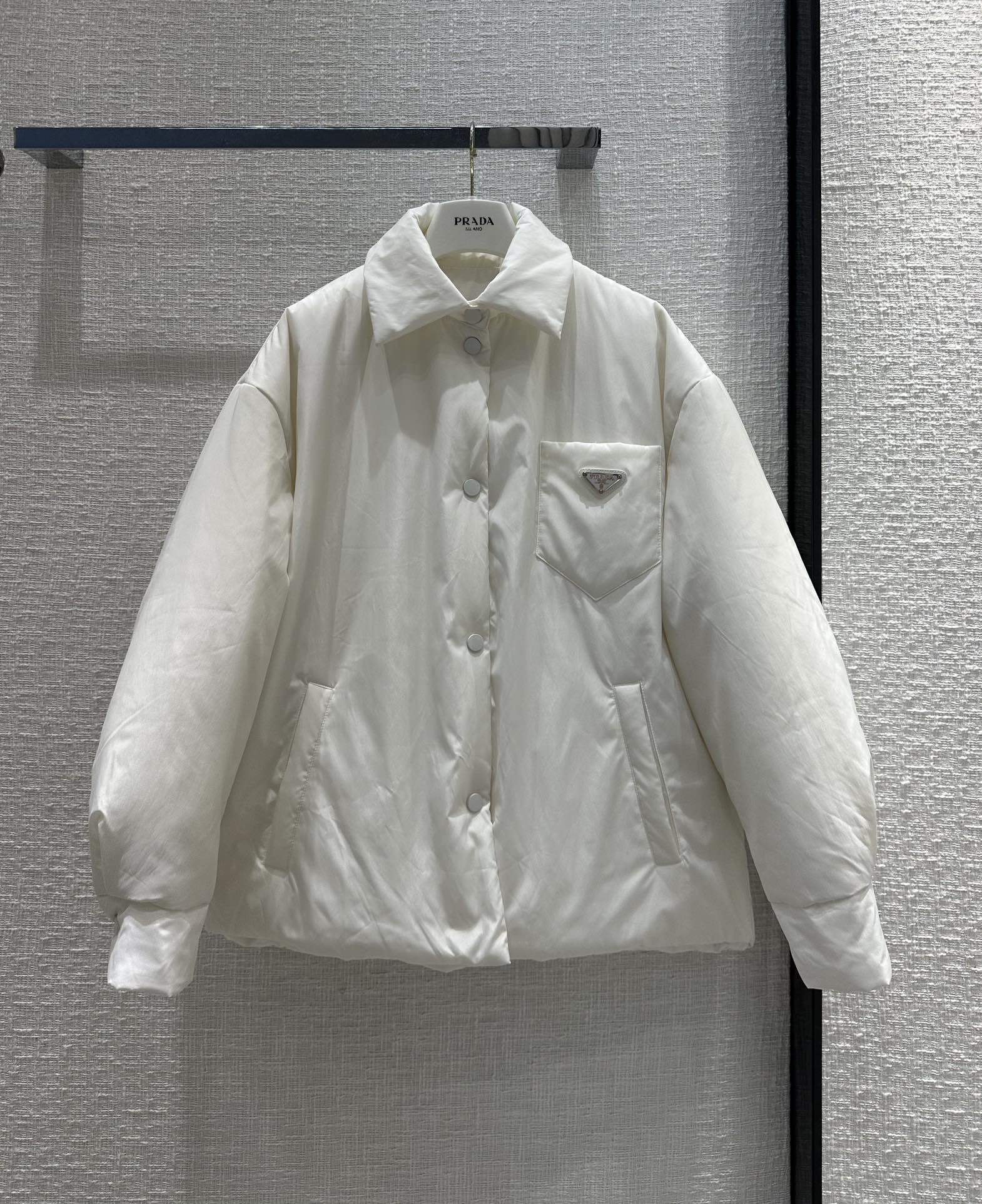 Prada Clothing Coats & Jackets Down Jacket White Unisex Nylon Duck Down Fall/Winter Collection