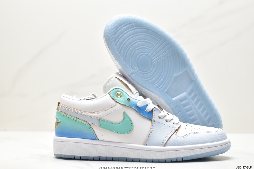 Nike Air Jordan 1 Low SE ”Emerald Rise” AJ1 Jordan first generation low-top basketball shoes ”White Blue Sea Salt Ice Blue” FN8899-131