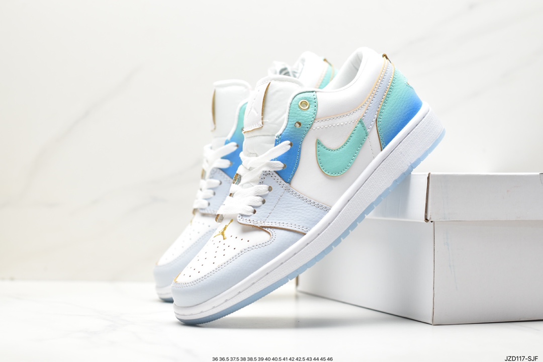 Nike Air Jordan 1 Low SE ”Emerald Rise” AJ1 Jordan first generation low-top basketball shoes ”White Blue Sea Salt Ice Blue” FN8899-131