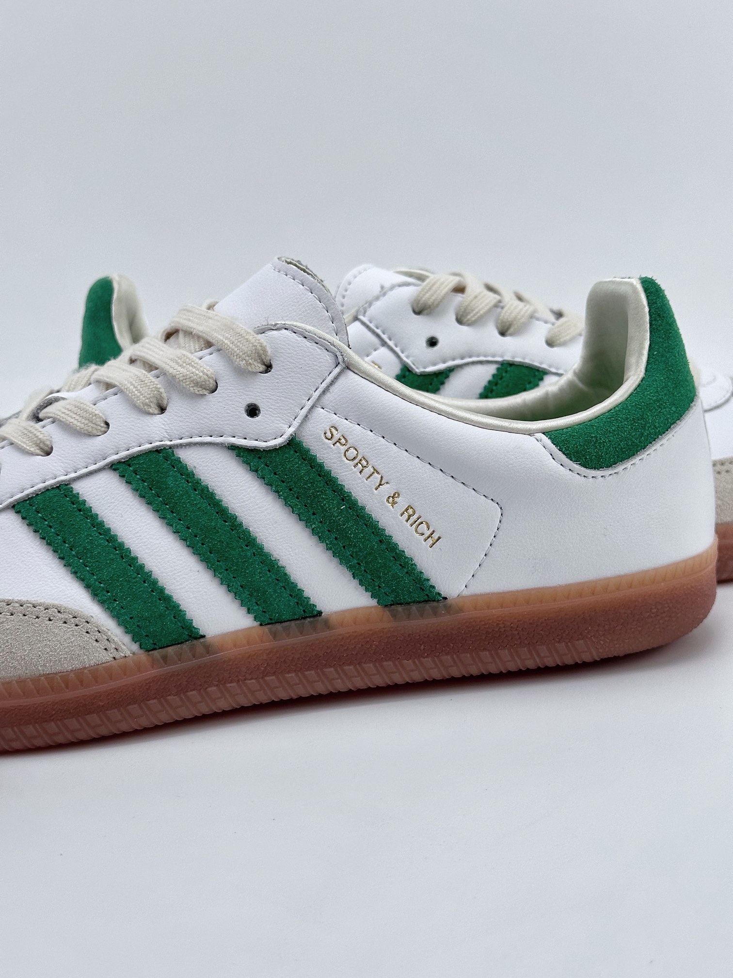 adidas originals Samba OG x SPORTY & RICH Samba series gentleman German training football all-match leather sneakers HQ6075