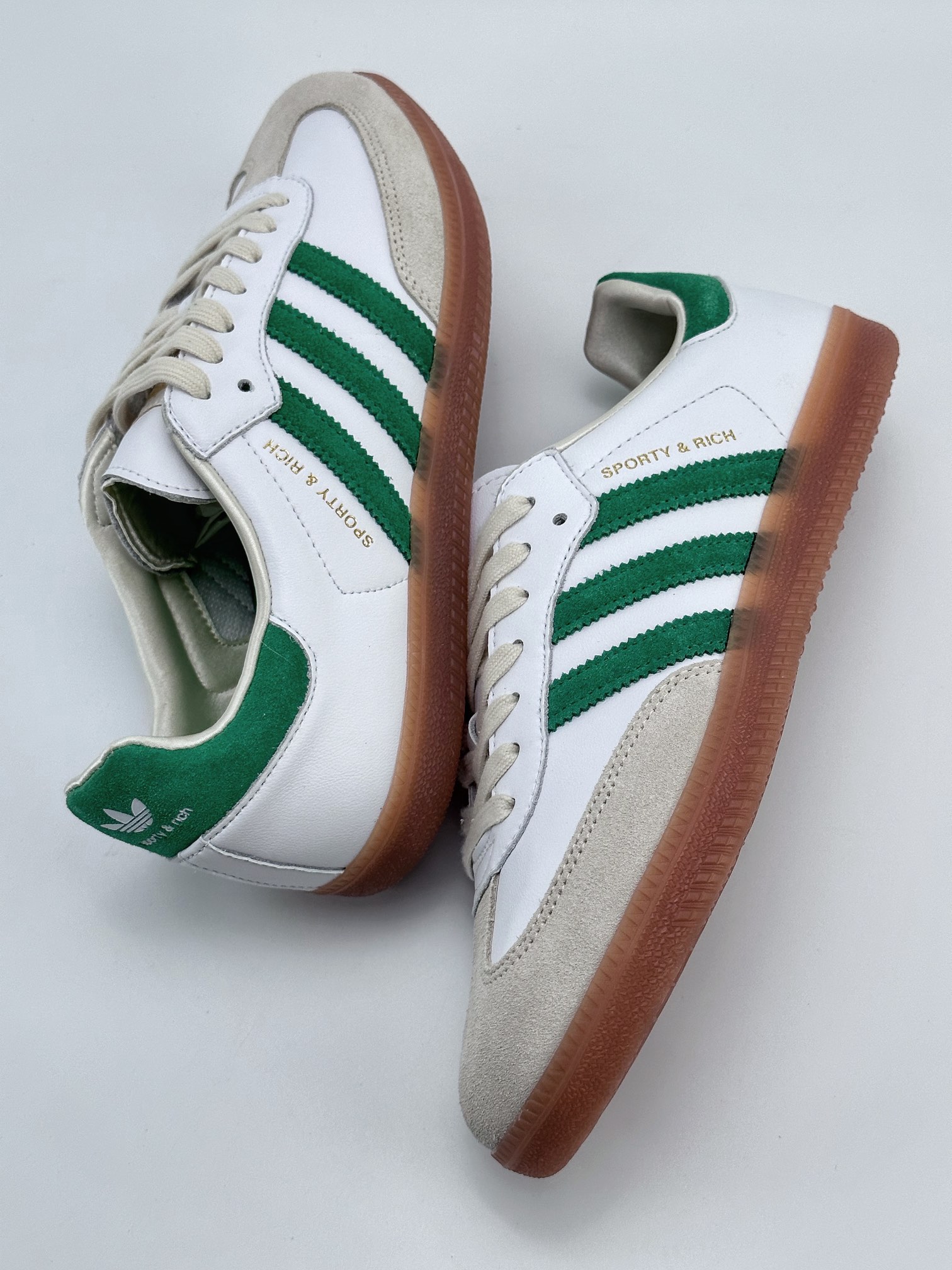 adidas originals Samba OG x SPORTY & RICH Samba series gentleman German training football all-match leather sneakers HQ6075