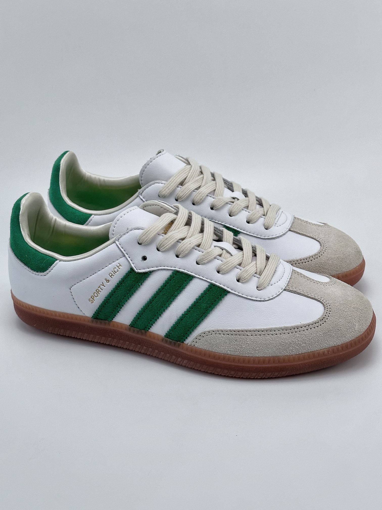 adidas originals Samba OG x SPORTY & RICH Samba series gentleman German training football all-match leather sneakers HQ6075