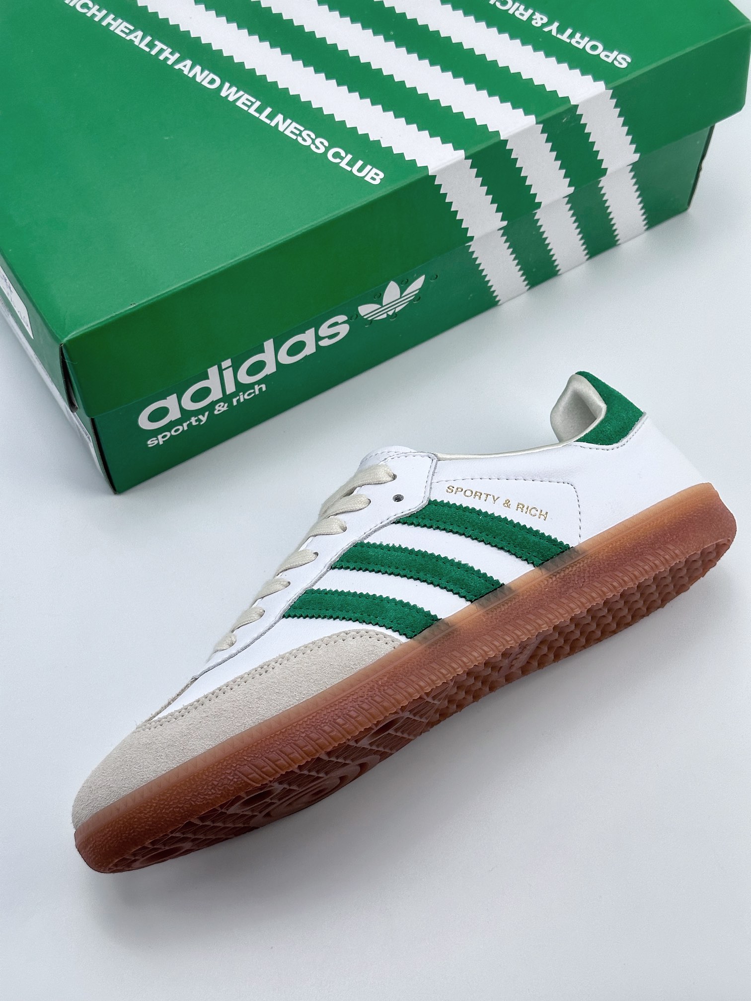 adidas originals Samba OG x SPORTY & RICH Samba series gentleman German training football all-match leather sneakers HQ6075