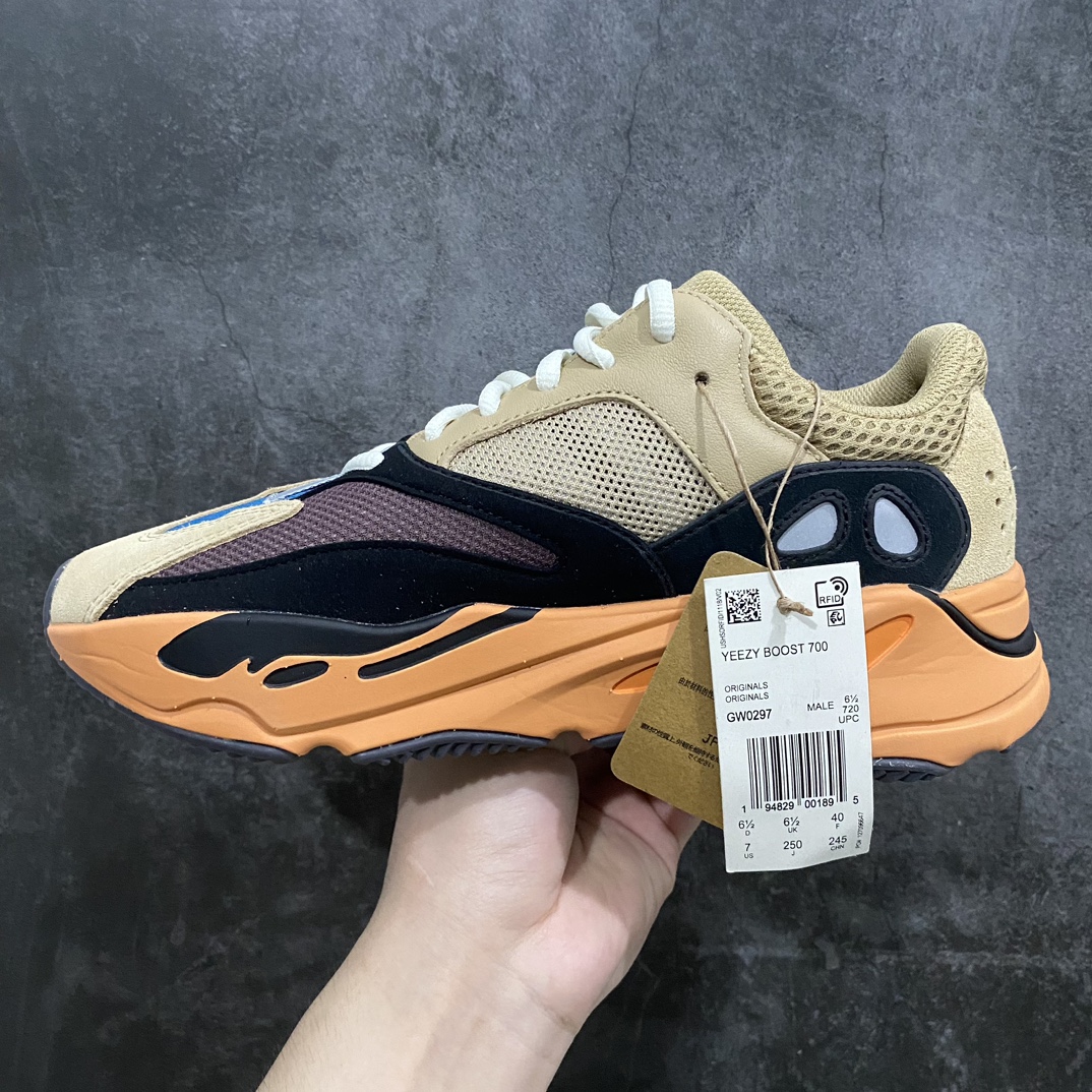 [LW version] Yeezy 700 Enflame Amber brown, yellow and black burning amber GW0297