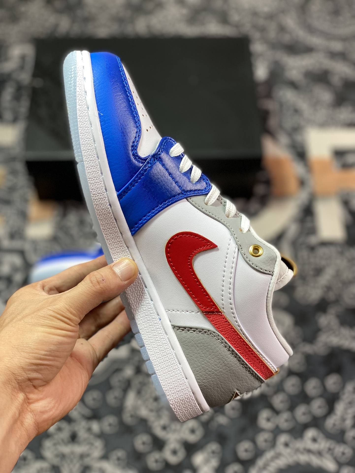 Original Air Jordan 1 Low White, Blue and Red FN8901-164