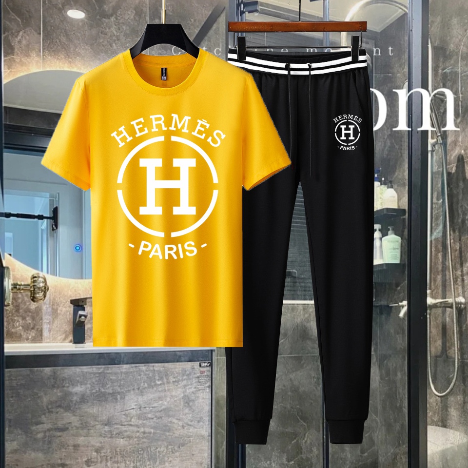 Hermes Clothing T-Shirt Two Piece Outfits & Matching Sets Spring Collection Fashion Short Sleeve
