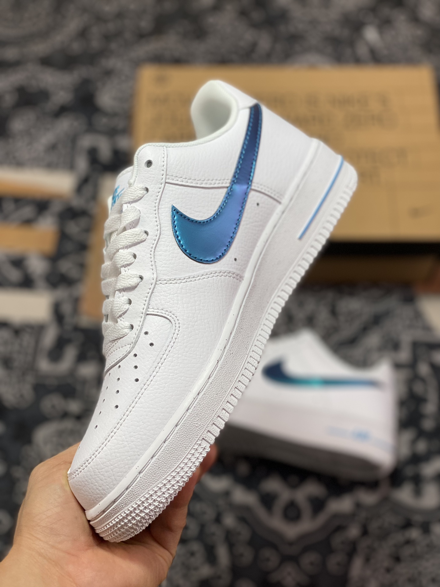 Nike Wmns Air Force 1'07 Low Impact”Next Nature” Air Force One classic low-top sneakers ”leather white electroplated blue and green” FD0677-100