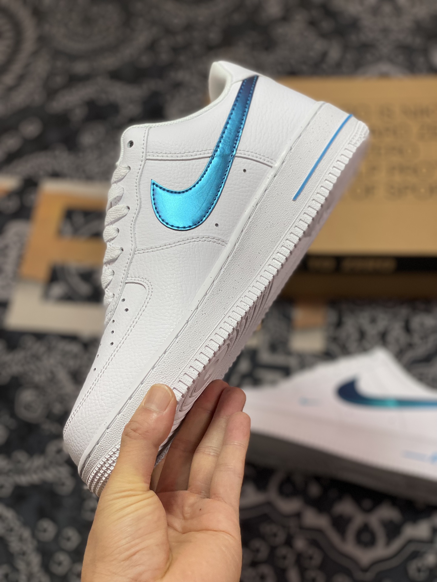 Nike Wmns Air Force 1'07 Low Impact”Next Nature” Air Force One classic low-top sneakers ”leather white electroplated blue and green” FD0677-100