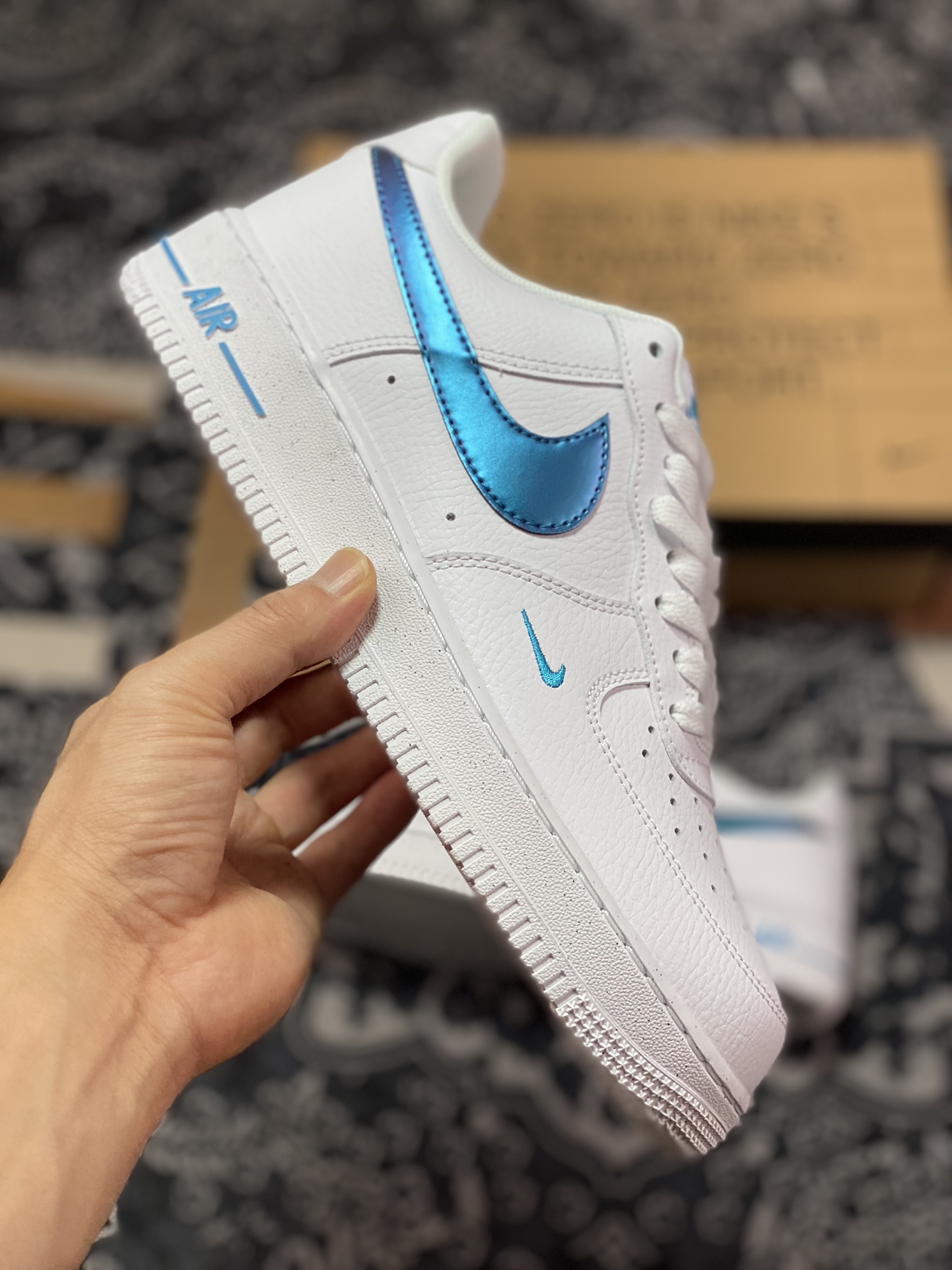 Nike Wmns Air Force 1'07 Low Impact”Next Nature” Air Force One classic low-top sneakers ”leather white electroplated blue and green” FD0677-100