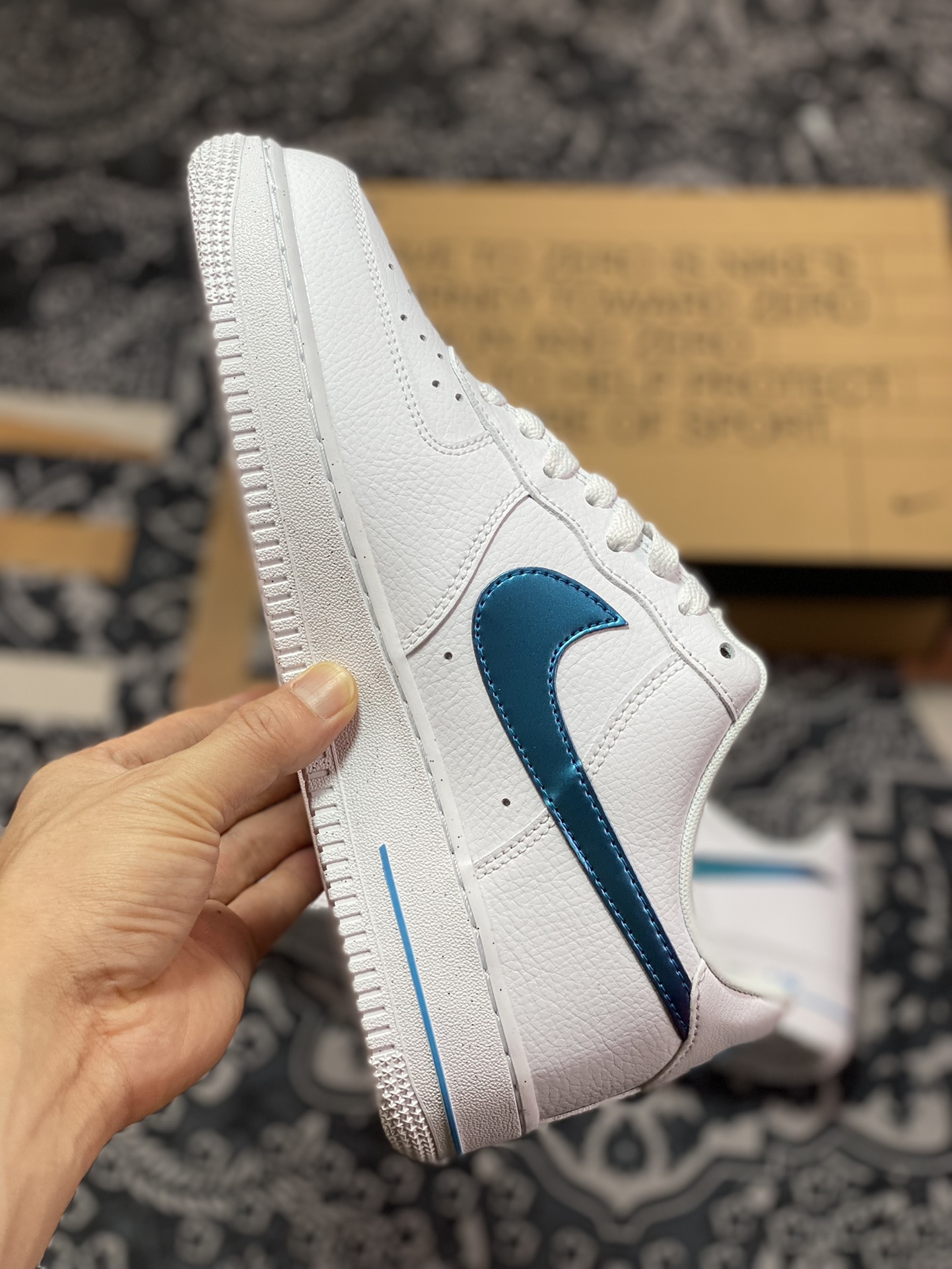 Nike Wmns Air Force 1'07 Low Impact”Next Nature” Air Force One classic low-top sneakers ”leather white electroplated blue and green” FD0677-100