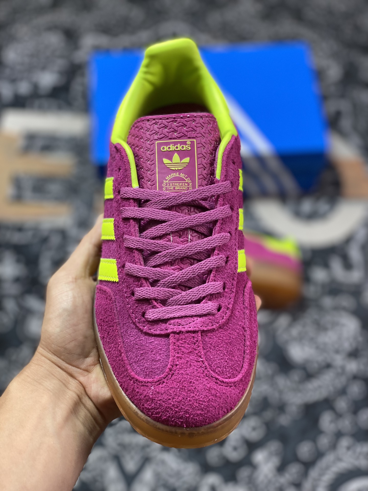 AD Originals Gazelle Indoor Purple and Yellow Clover Retro Casual Sports Shoes HQ8715