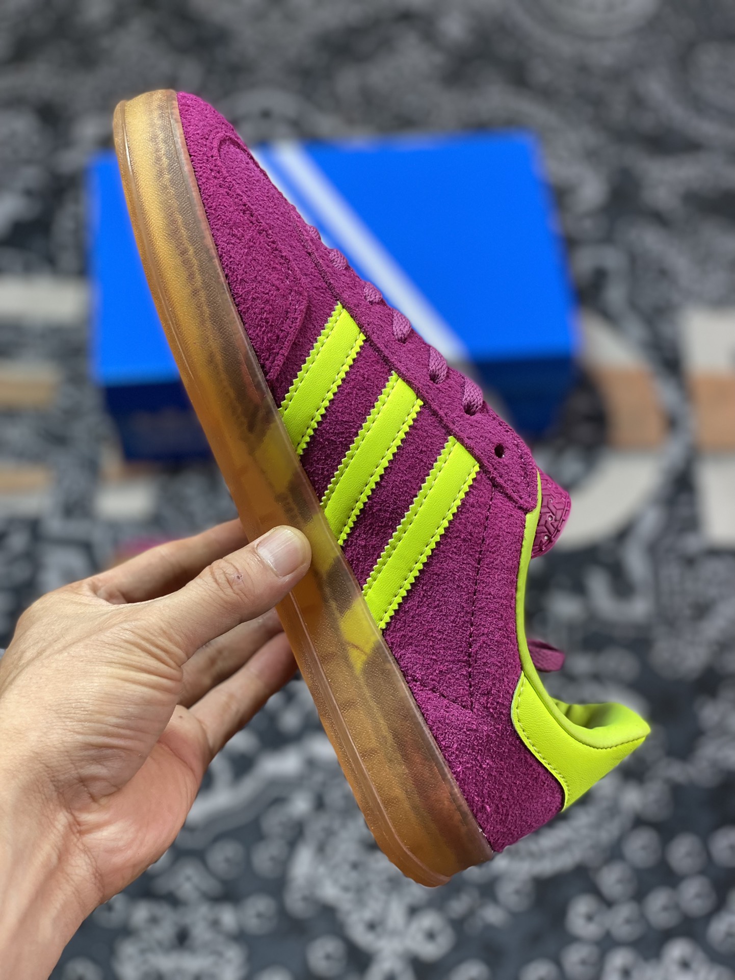 AD Originals Gazelle Indoor Purple and Yellow Clover Retro Casual Sports Shoes HQ8715