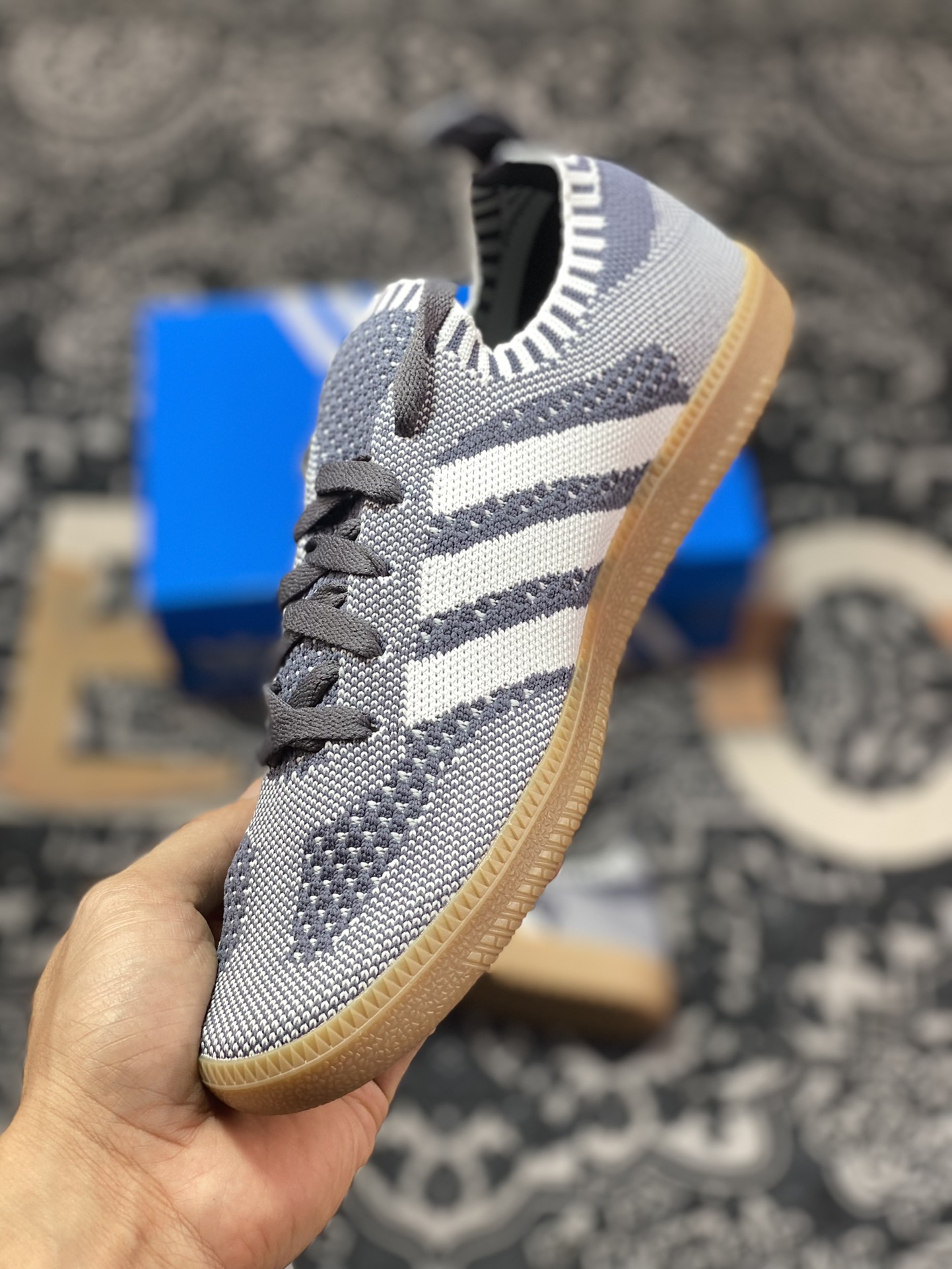 Adidas Samba Primeknit Sock”Grey/White/Gum” Samba dance shoes ”knitted dark gray and white raw rubber sole” CQ2686